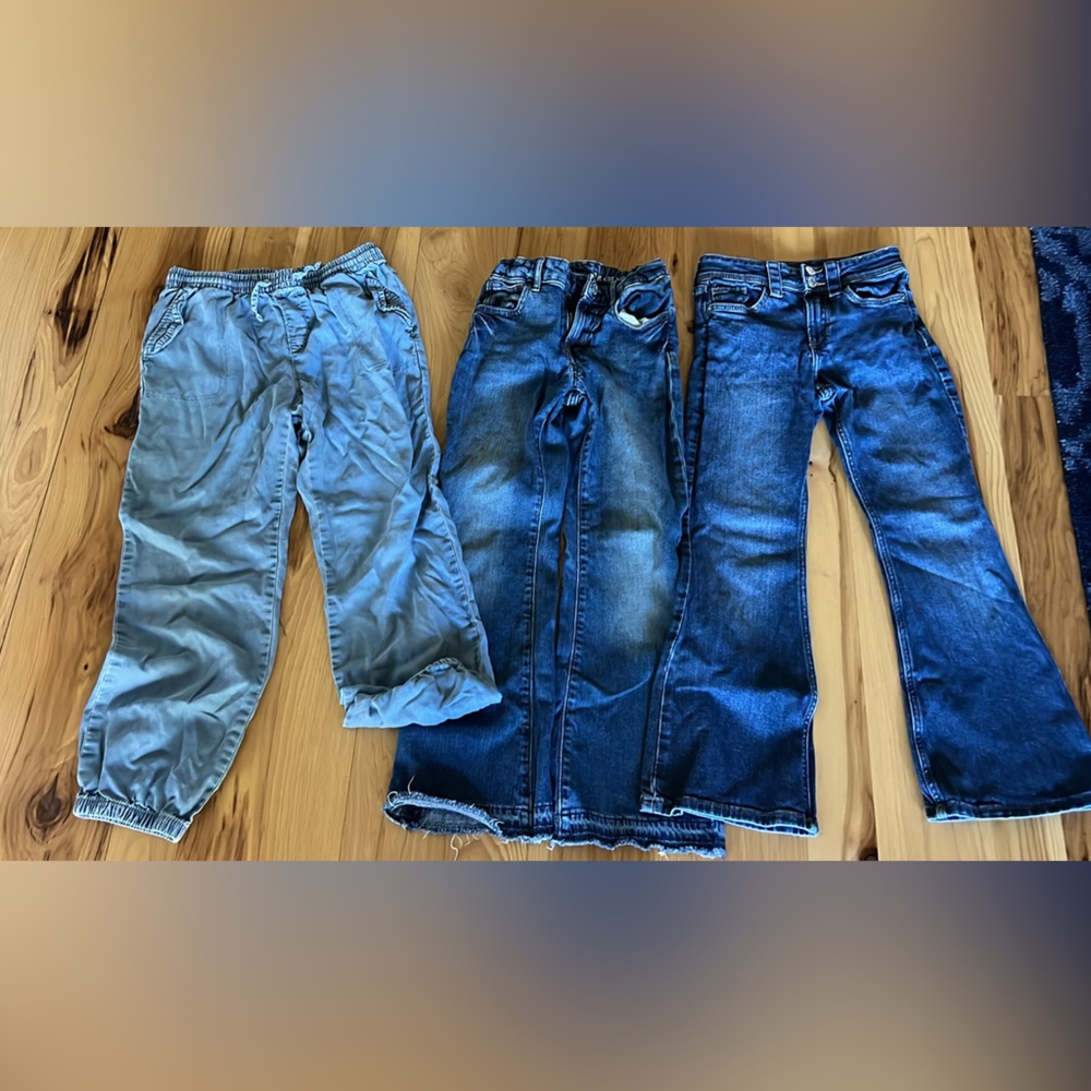 3 pairs of girls flare jeans fits 7-10 year old